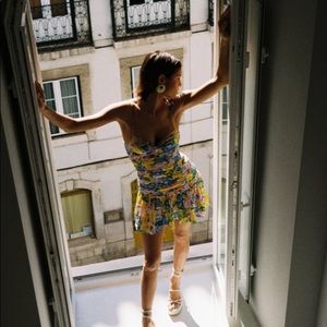 Zara printed dress with draping Medium